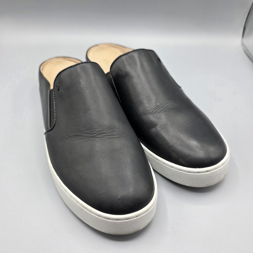 Vionic‎ Dakota Shoes Womens 9.5 Black Leather Mules Sneakers Slip On Comfort